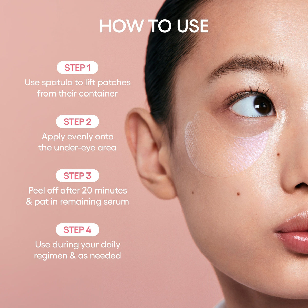 how to use Bouncy & Firm hydrogel eye patches in 4 steps