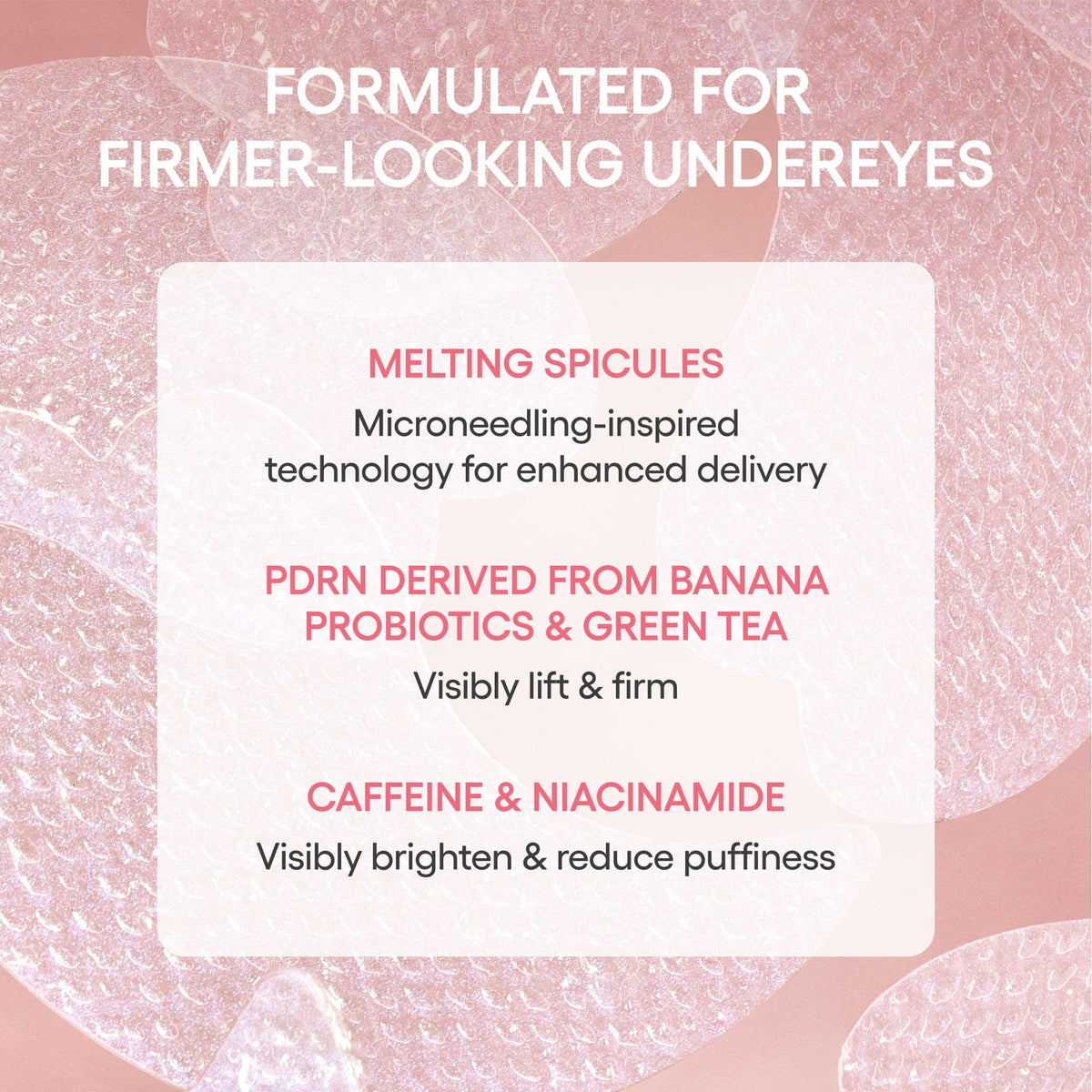 Bouncy & Firm Eye patches key ingredients for firmer-looking undereyes