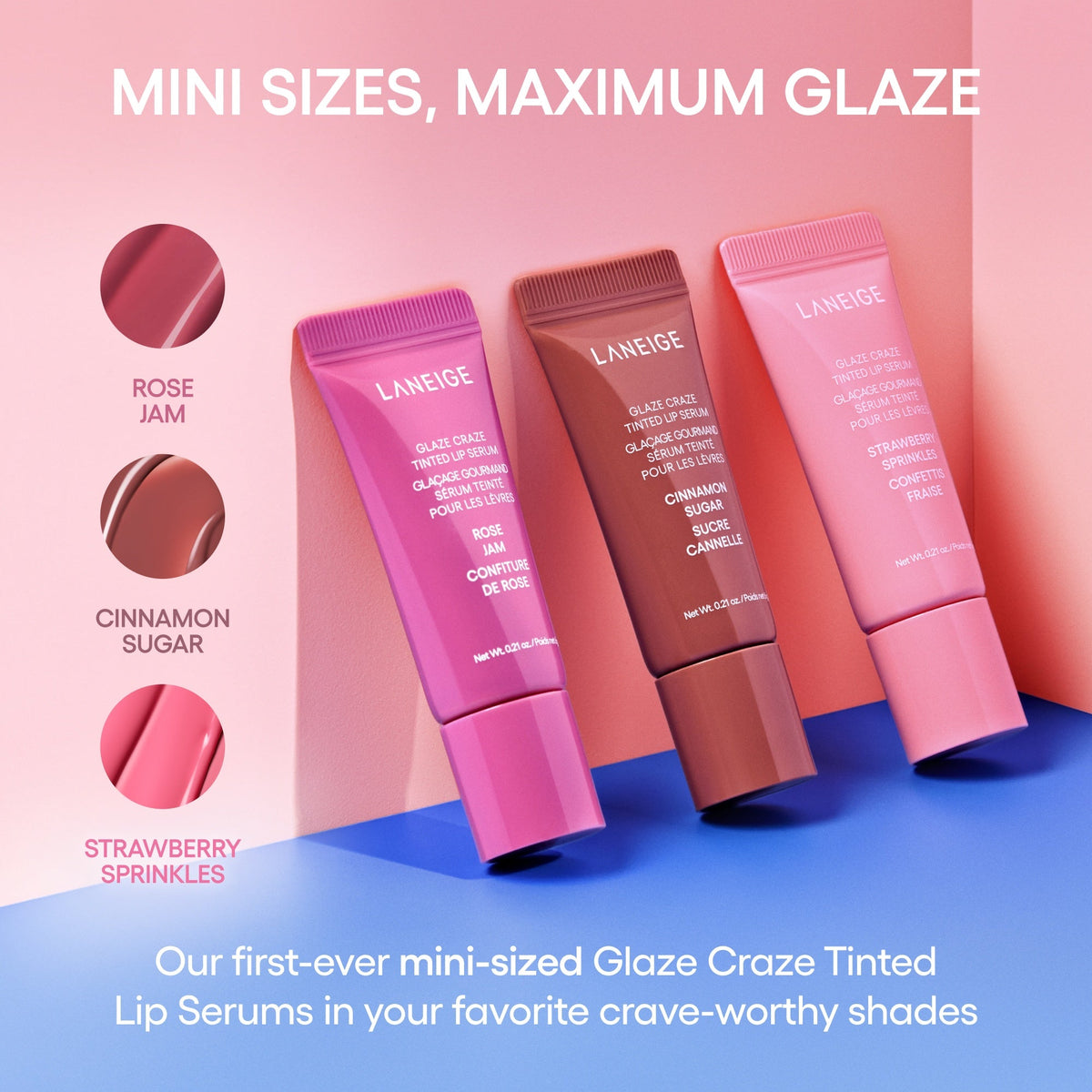 Glassy Lip Minis 3 Pc. Glaze Craze Tinted Peptide Lip Serum Gift Set Skincare Choices for Early Starts