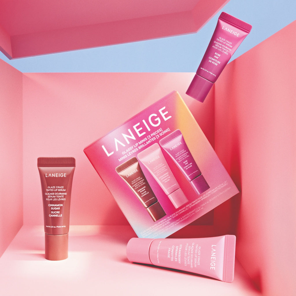 Glassy Lip Minis 3 Pc. Glaze Craze Tinted Peptide Lip Serum Gift Set Skincare Choices for Early Starts
