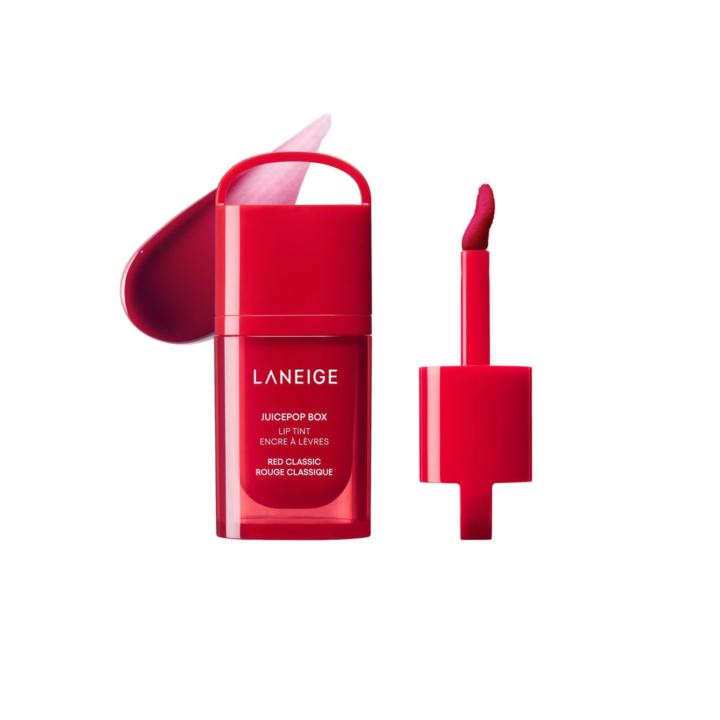Red Classic JuicePop Box Lip Tint swatch and applicator