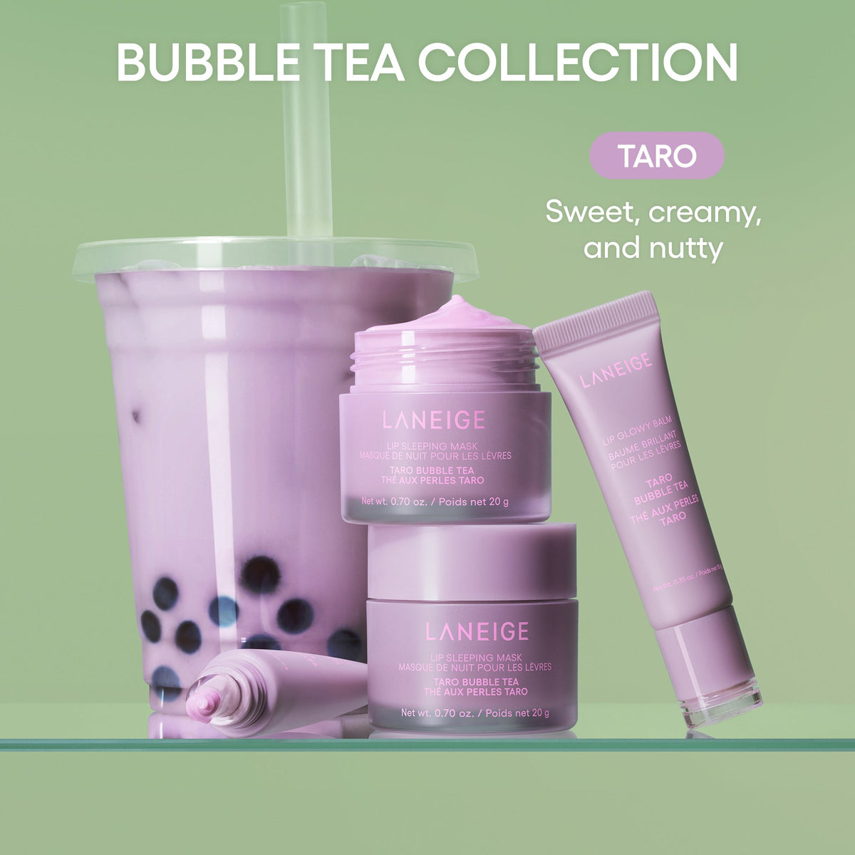 Lip Sleeping Mask;;color::Taro Bubble Tea collection with taro bubble tea lip glowy balm