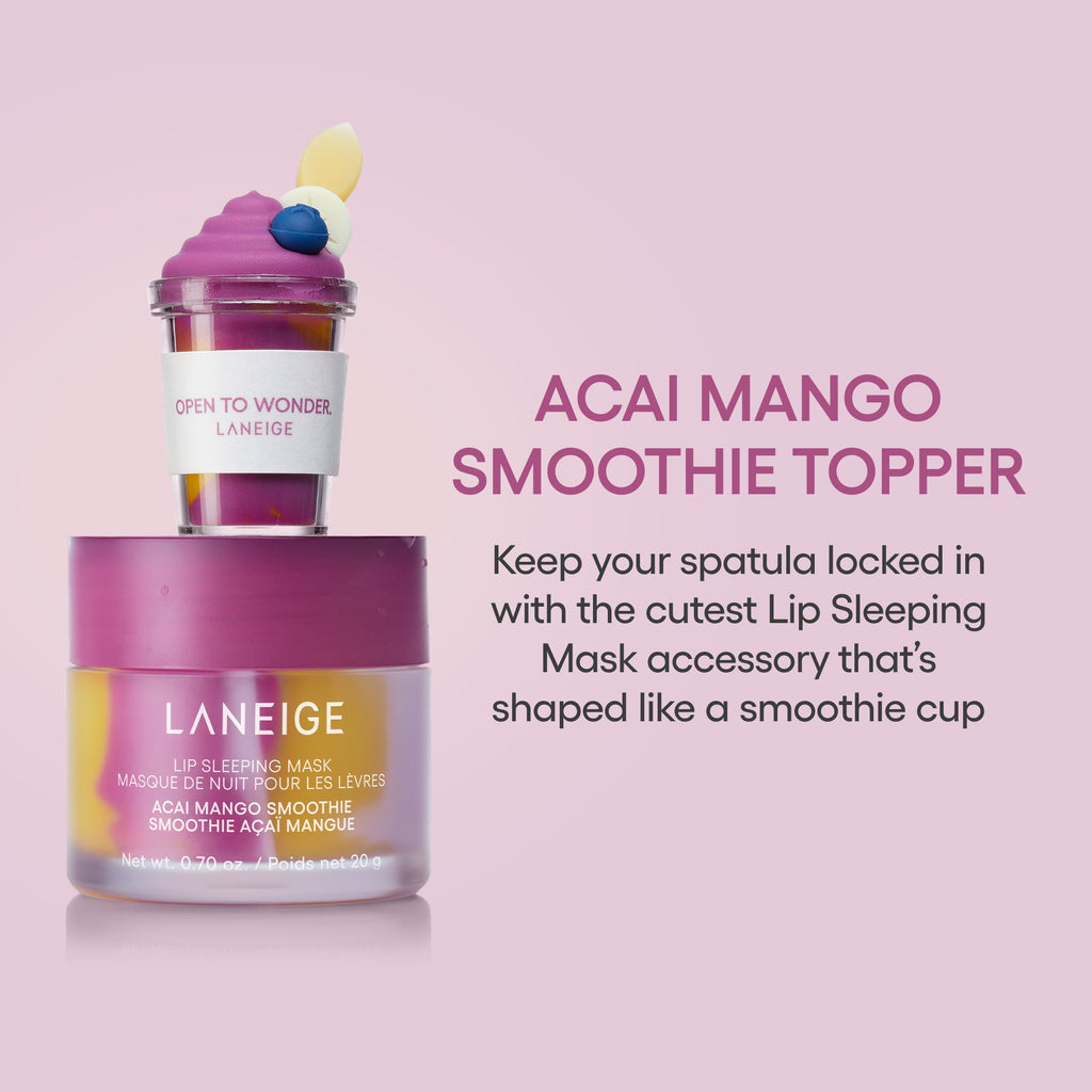 Lip Sleeping Mask in Acai Mango & Topper Bundle showing lip sleeping mask with topper attached on top