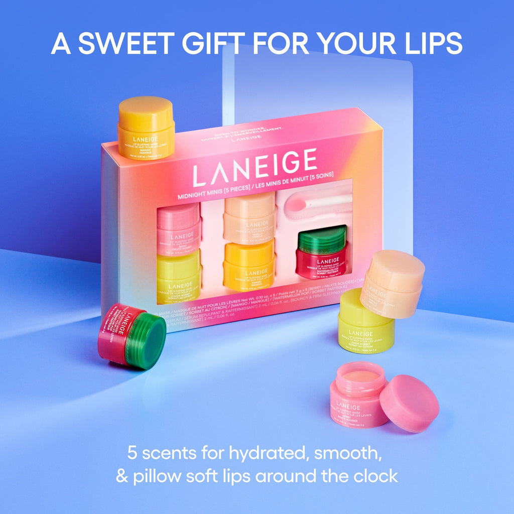 Midnight Minis Hydrating Lip Sleeping Mask Treatment 5 pc. Gift Set Your Skincare Edit for Days at Home