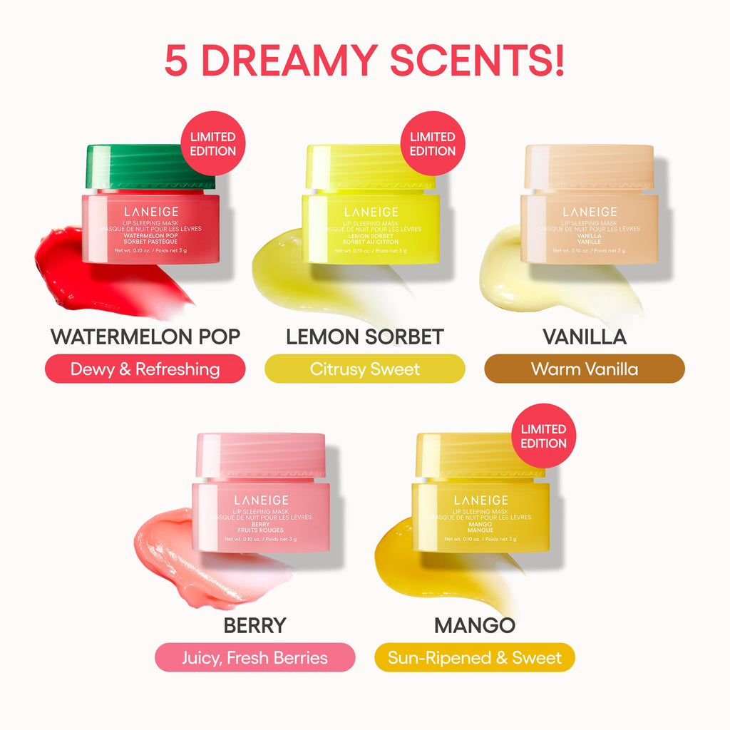 Midnight Minis Hydrating Lip Sleeping Mask Treatment 5 pc. Gift Set Your Skincare Edit for Days at Home